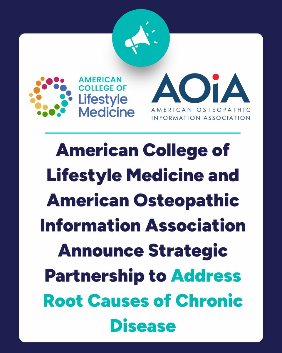 We’re proud to announce a new strategic partnership with the American Osteopathic Information Association (AOiA) to expand access to evidence-based lifestyle medicine education and training for osteopathic physicians. prweb.com/releases/ameri…