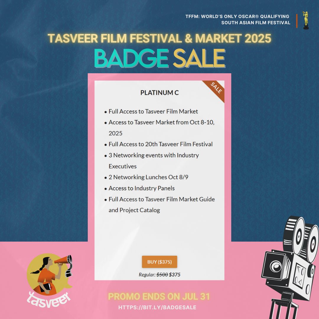 The badge that gets you into everything at TFFM 2025? It’s on sale til July 31 only.

🎟 Market ✅
🎬 Festival ✅
🤝 Networking ✅
🏨 Sheraton Stay ✅

💥 Grab your Platinum badge now! bit.ly/badgesale

#TFFM2025 #SouthAsian #FilmMarket #FilmFestival