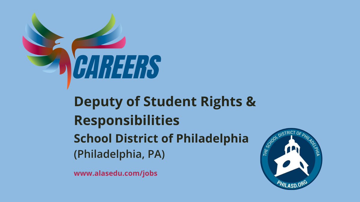 ALASEDU's tweet image. The School District of Philadelphia (@PHLschools) has an opening for a Deputy of Student Rights and Responsibilities. Learn more and apply: alasedu.org/current-jobs/e…