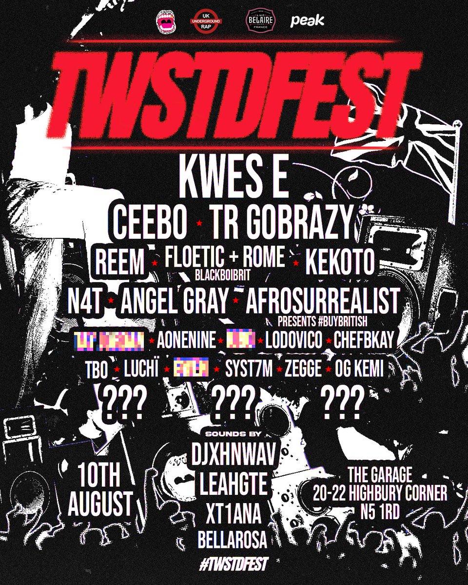 #TWSTDFEST (@ptwistedlive) on Twitter photo PRETTYTWISTED* PRESENTS… #TWSTDFEST - IN PARTNERSHIP WITH <a href="/ukunderground_/">#TWSTDFEST</a>
FEATURING SPECIAL GUESTS:
AONENINE
LODOVICO
CHEFBKAY
TBO
LUCHÏ
SYST7M
ZEGGE
OG KEMI
AND MORE
PLUS A SPECIAL GUEST SET ON THE NIGHT
FINAL TICKETS OUT ON DICE (LIMITED)+ TICKETWEB
SEE YOU THERE PRETTYTWISTED* PRESENTS… #TWSTDFEST - IN PARTNERSHIP WITH <a href="/ukunderground_/">#TWSTDFEST</a>
FEATURING SPECIAL GUESTS:
AONENINE
LODOVICO
CHEFBKAY
TBO
LUCHÏ
SYST7M
ZEGGE
OG KEMI
AND MORE
PLUS A SPECIAL GUEST SET ON THE NIGHT
FINAL TICKETS OUT ON DICE (LIMITED)+ TICKETWEB
SEE YOU THERE
