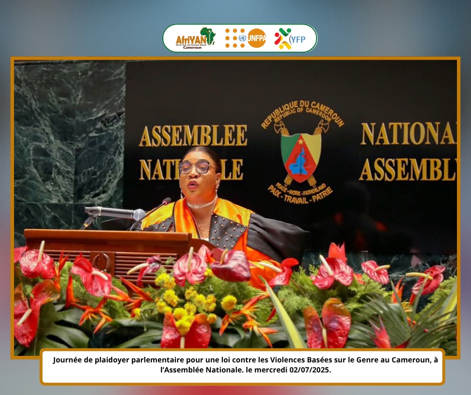 AfriYAN_Camer's tweet photo. Le 9/07/2025,l'Assemblée Nationale du 🇨🇲 s'est mobilisée pour une loi contre les #VBG.Avec 44% des 🧑🦳🧑🦳victimes de violences conjugales & +de 30 féminicides dpuis janvier,l'action est urgente.Le #REPAGE & le Centre"Afiri"ont initié cette rencontre clé,soutenus par @UNFPACameroon. https://t.co/Y5DKHegXT8