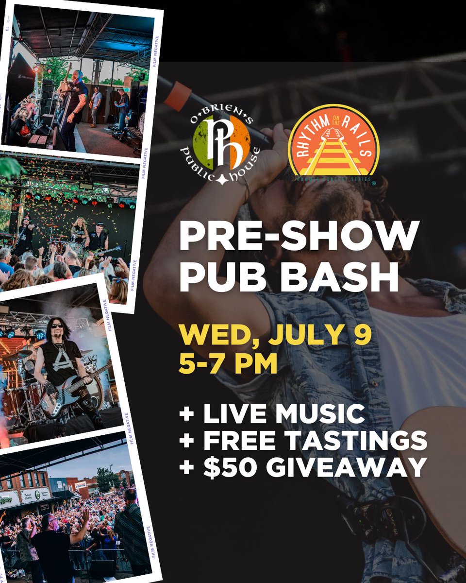 🎶 Pre-party with us TONIGHT before Rhythm on the Rails!
🕔 5–7 PM @ O’Brien’s Public House
🍹 Free cocktail tastings
🎸 Live music
💵 $50 pub cash giveaway (good at our food truck + ROTR bar!)

#ROTR #Shakopee #PubBash