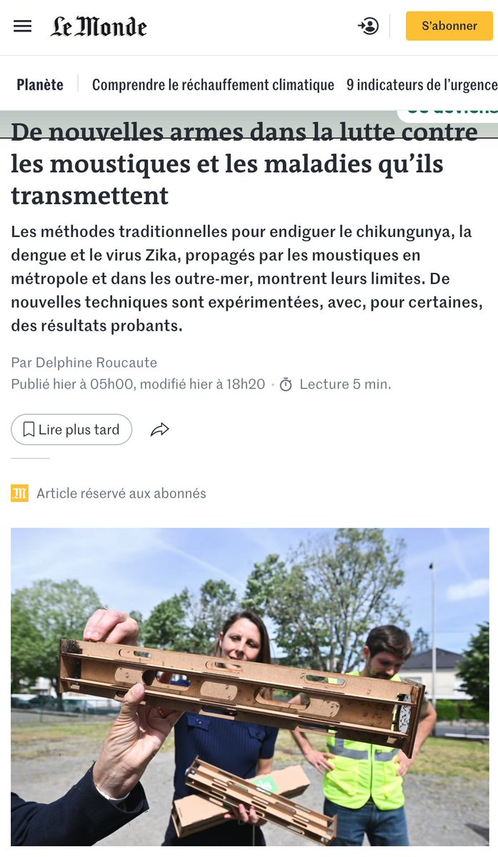 France's earliest #chikungunya outbreak on record has
<a href="/lemondefr/">Le Monde</a> asking: what new weapons work against mosquito diseases?  Our #Wolbachia method gets called out for "spectacular results" - zero #dengue outbreaks in New Caledonia since 2019.

lemonde.fr/planete/articl…