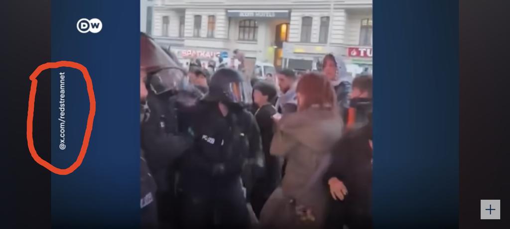 German state media is using my company <a href="/redstreamnet/">red.</a> documentation of police repression against Palestine protests in Berlin.

It's videos like this which the EU sanctioned me &amp; red. for, alleging "false information" that creates "discord" in Germany. 

So is <a href="/dwnews/">DW News</a> going to be