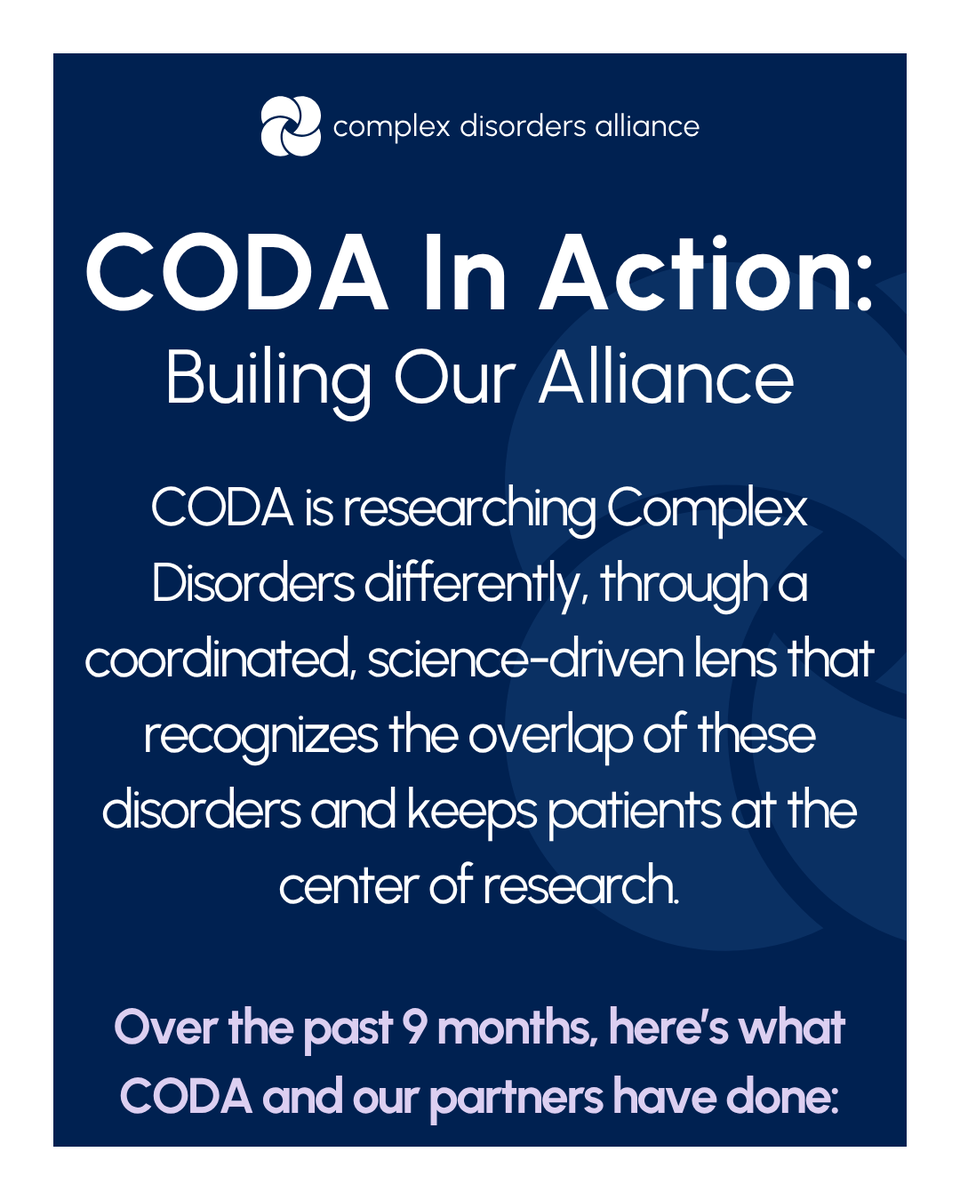 CODA_research's tweet image. CODA is a full-scale research engine built to unite top-tier science across conditions, focusing on the interconnected biology that defines complex, overlapping disorders.
Our approach is fast, coordinated, and data-driven—because that’s what patients need.