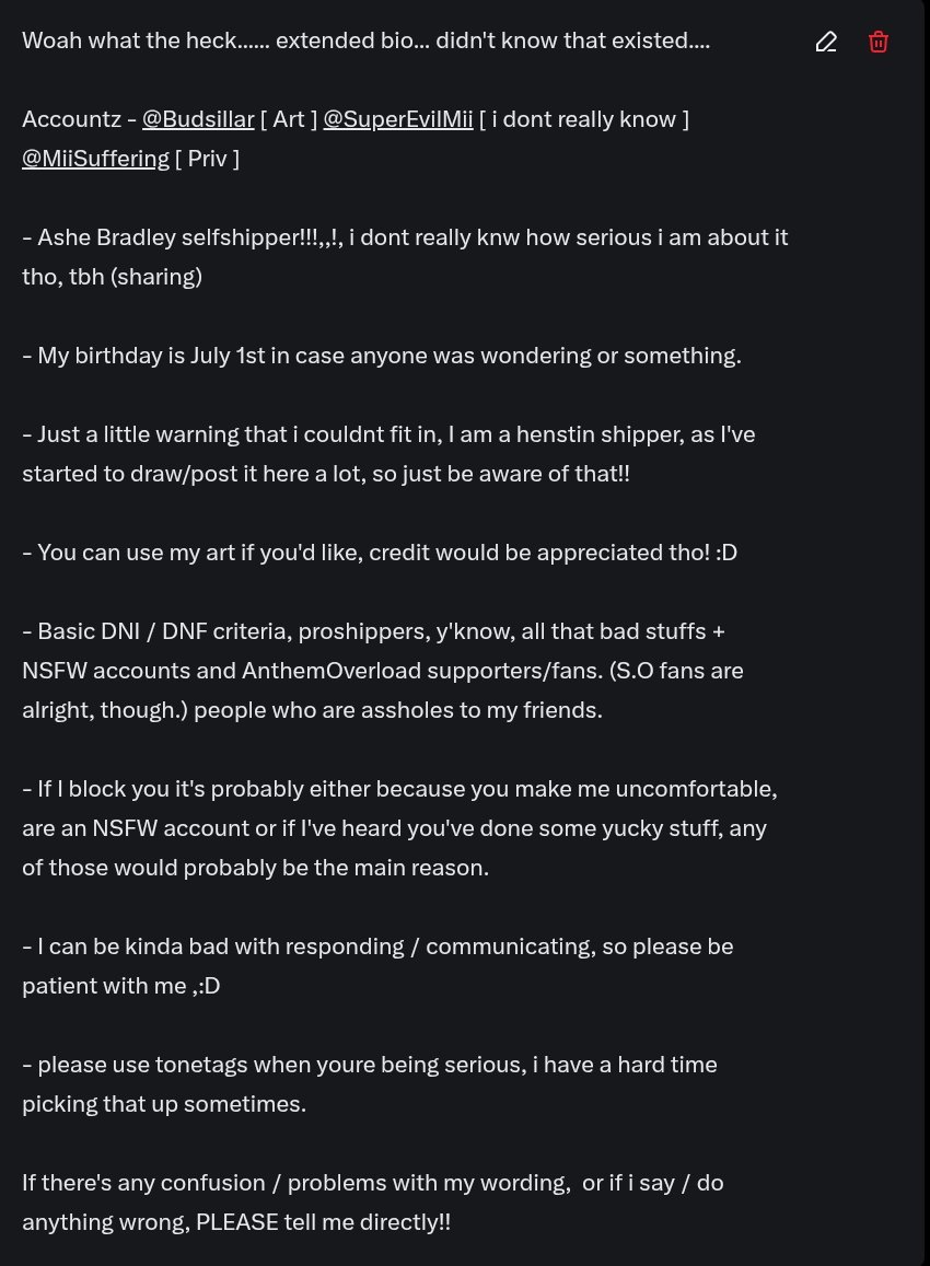 SillyMiiThing's tweet image. Ext. bio copy again [ but i just took a screenshot this time ]