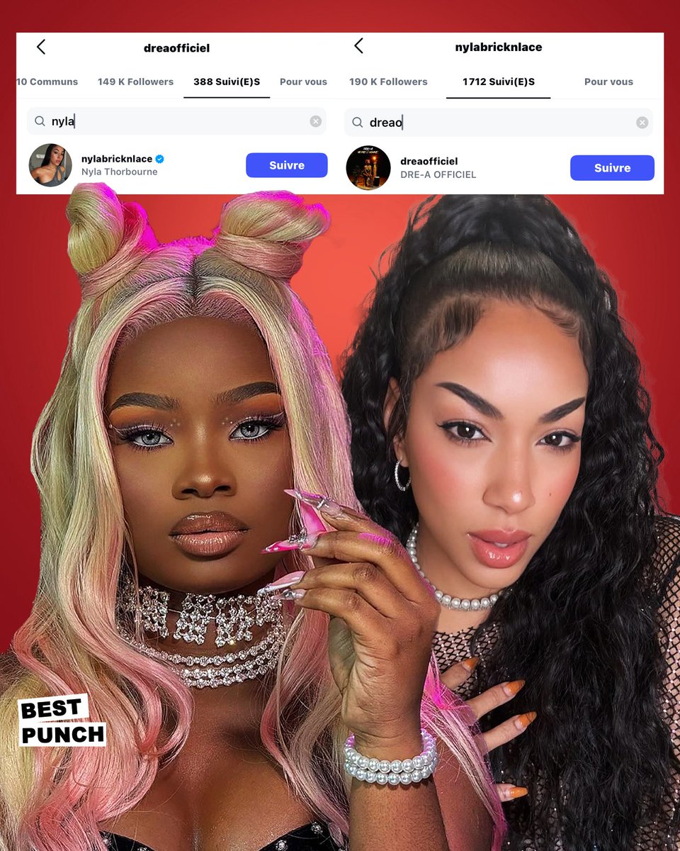🚨DRE-A 🇨🇮 ET NYLA 🇯🇲 DU DUO BRICK &amp; LACE SE SUIVENT MUTUELLEMENT SUR INSTAGRAM 🔥