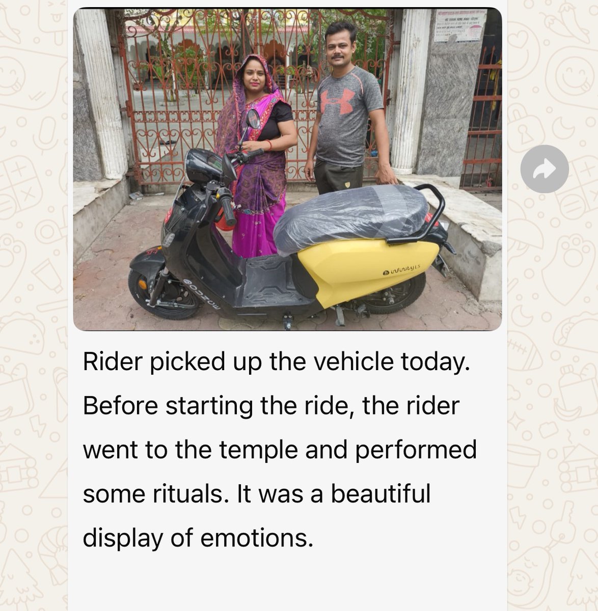 Access to mobility is access to livelihood :) 

Today, a rider picked up his Bounce scooter and went straight to a temple to perform rituals before the first ride.

For many, it’s more than just a vehicle - it’s dignity, livelihood, and hope on two wheels. ❤️