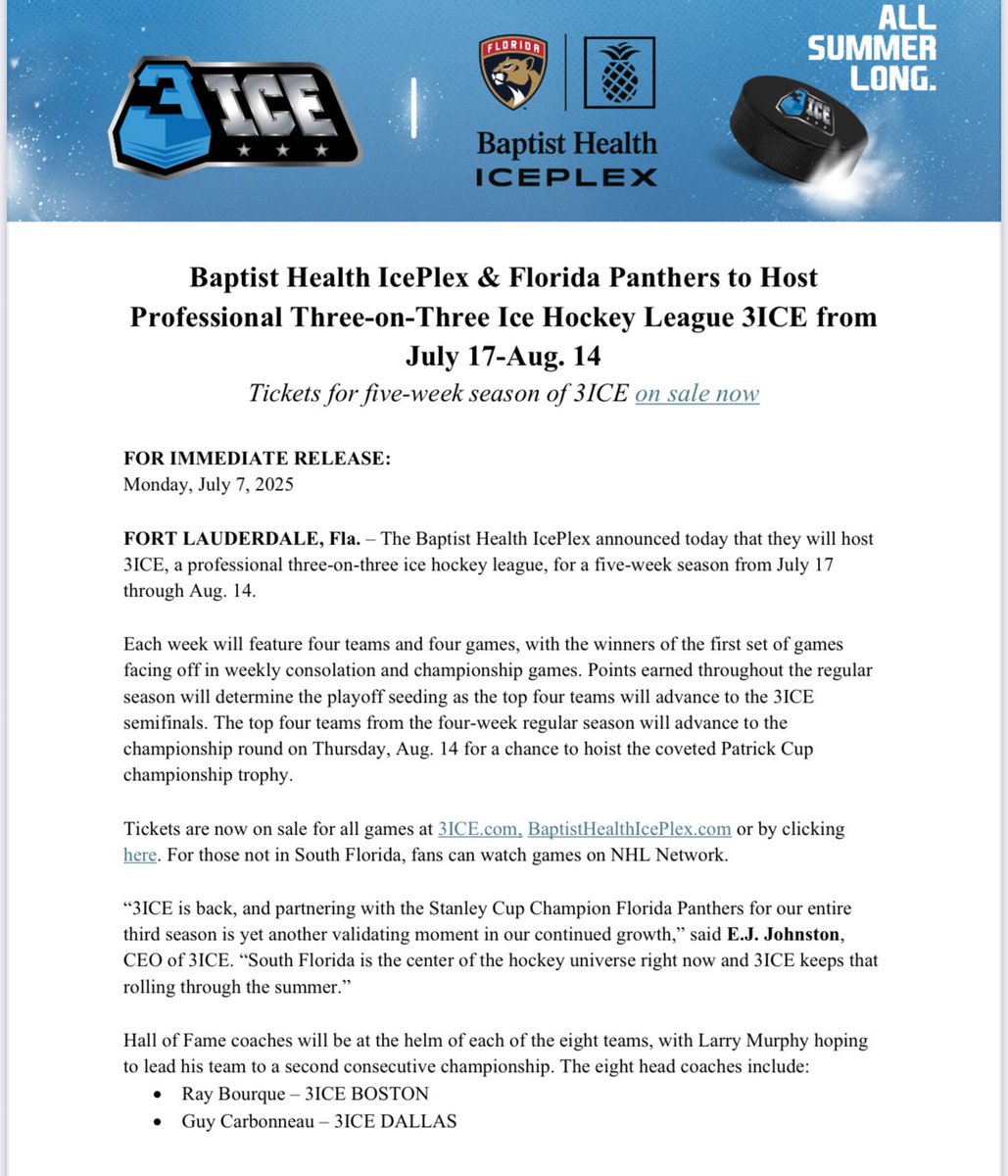 3IceHockey's tweet image. Puck Drop is July 17th at the @BHIcePlex!Come check out the action live or watch on @FanDuelSN and next day on @NHLNetwork 🏒