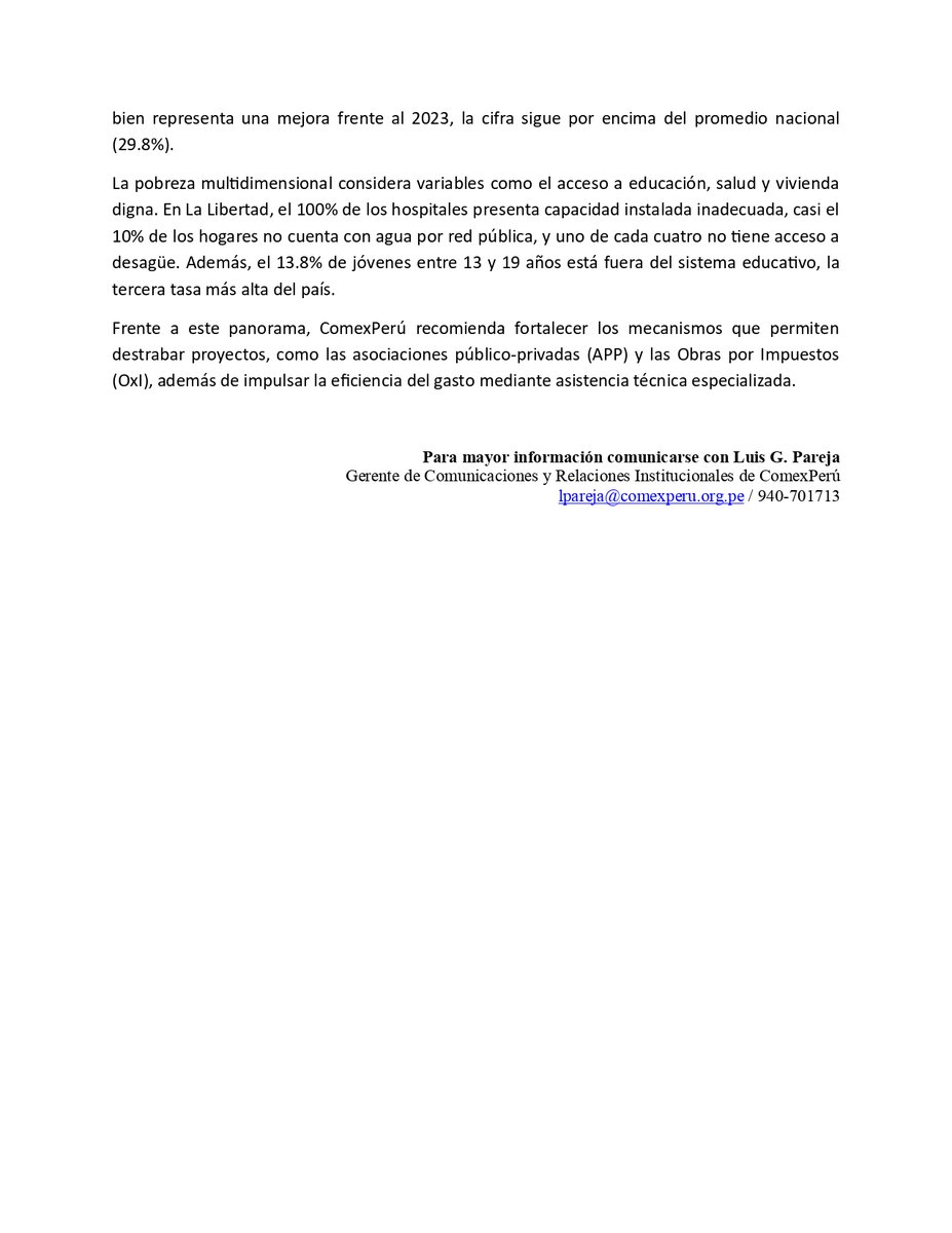 🚨 #Comunicado | La Libertad es la segunda región con más obras paralizadas 🔻
A marzo de este año, la región acumula 86 proyectos detenidos por más de S/ 5,500 millones. El incumplimiento de contratos, deficiencias técnicas y falta de financiamiento impiden el avance de obras