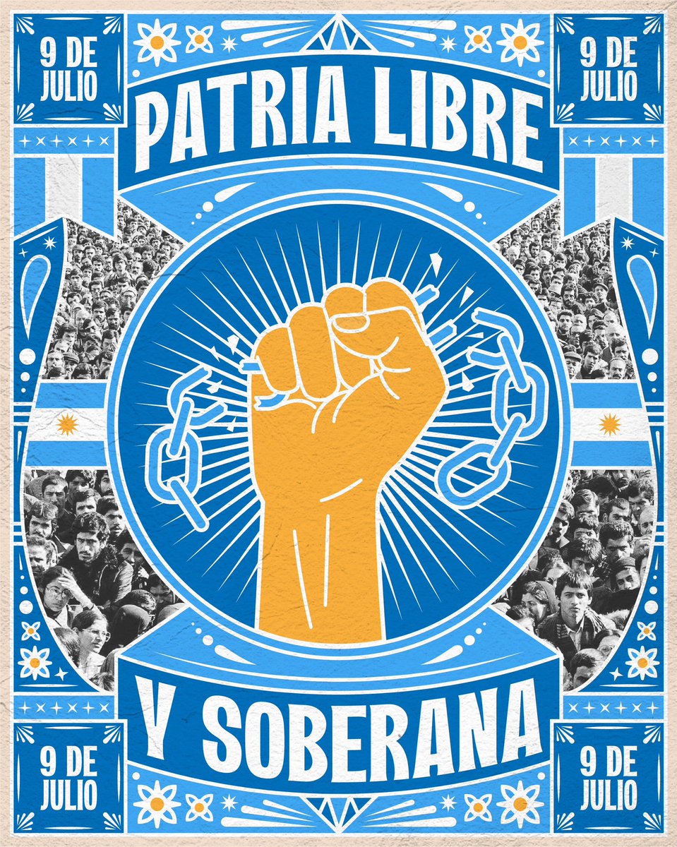 Hoy y siempre, vamos a seguir luchando por el futuro que soñamos: una #Argentina libre y soberana, donde a nadie le falte techo, tierra, trabajo 🇦🇷🤍

#DiaDeLaIndependencia