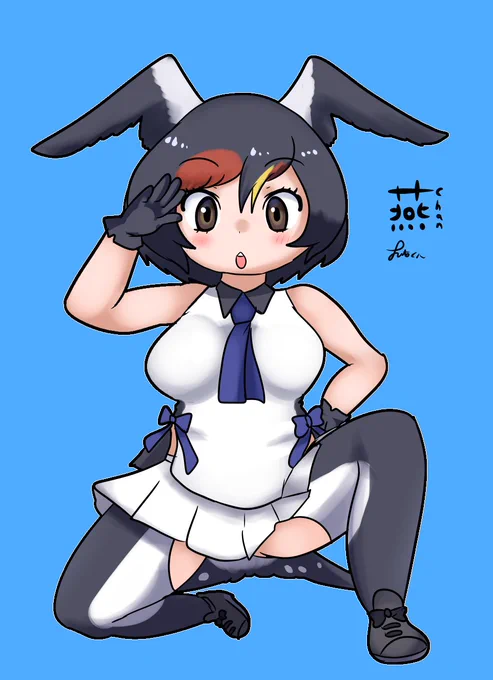 見下ろすツバメちゃんです どんなタイツなんだろう…(ほんとにタイツなのだろうか) #けものフレンズ