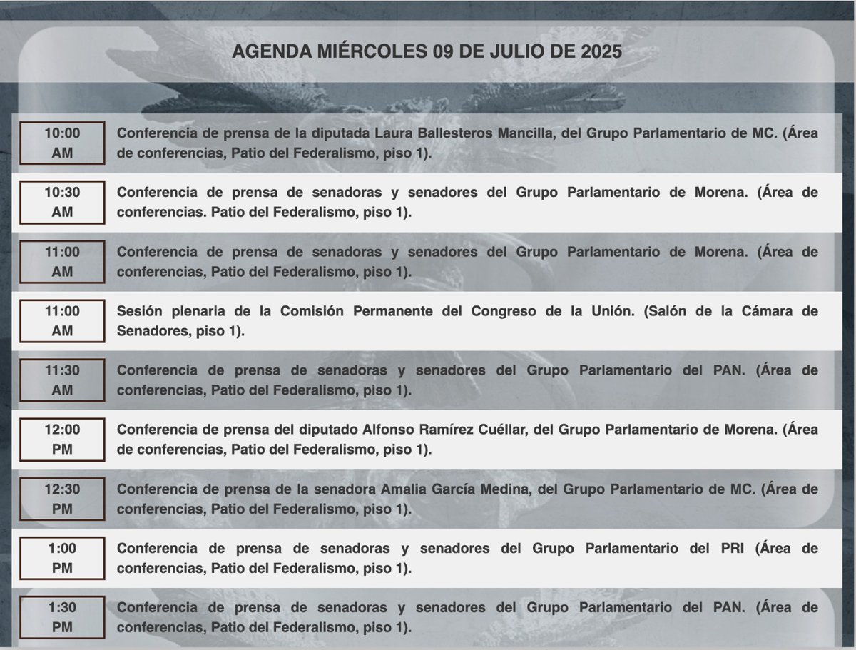 📌 Consulta la agenda de #HoyEnElSenado.