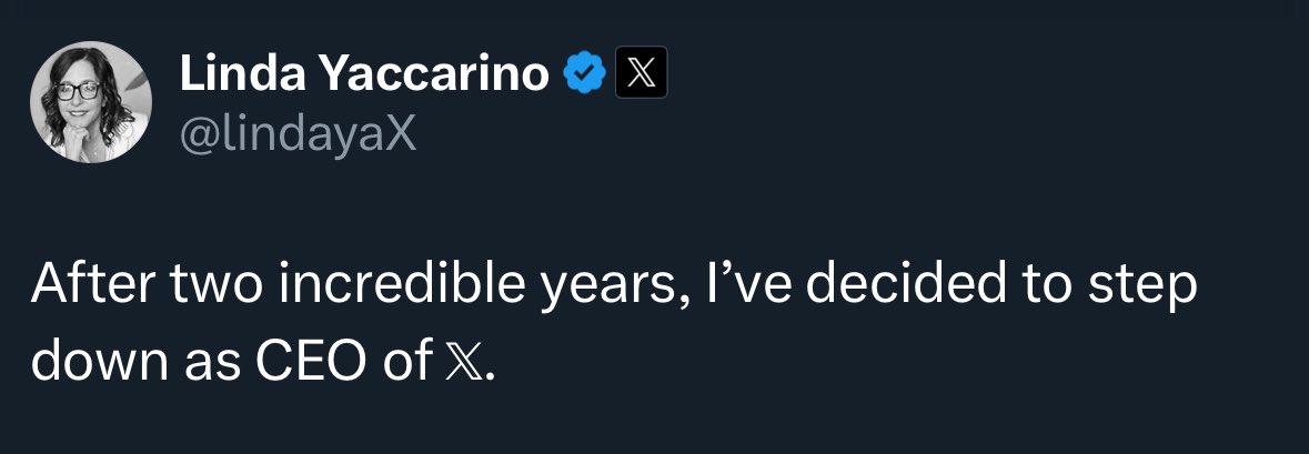 🚨 BREAKING: Linda Yaccarino si dimette dalla carica di CEO di X