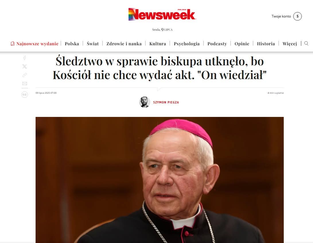 Znowu to samo. Wszystko się zmienia, ale bezkarność koscioła jest niezmienna 🤷‍♀️
<a href="/sz_piegza/">Szymon Piegza</a> pisze o tym jak prokuratura od prawie 3 lat bada zaniedbania biskupa Napierały, który miał kryć księdza-pedofila i jak sprawa utknęła w martwym punkcie bo kościół odmawia wydania akt 🤦‍♀️