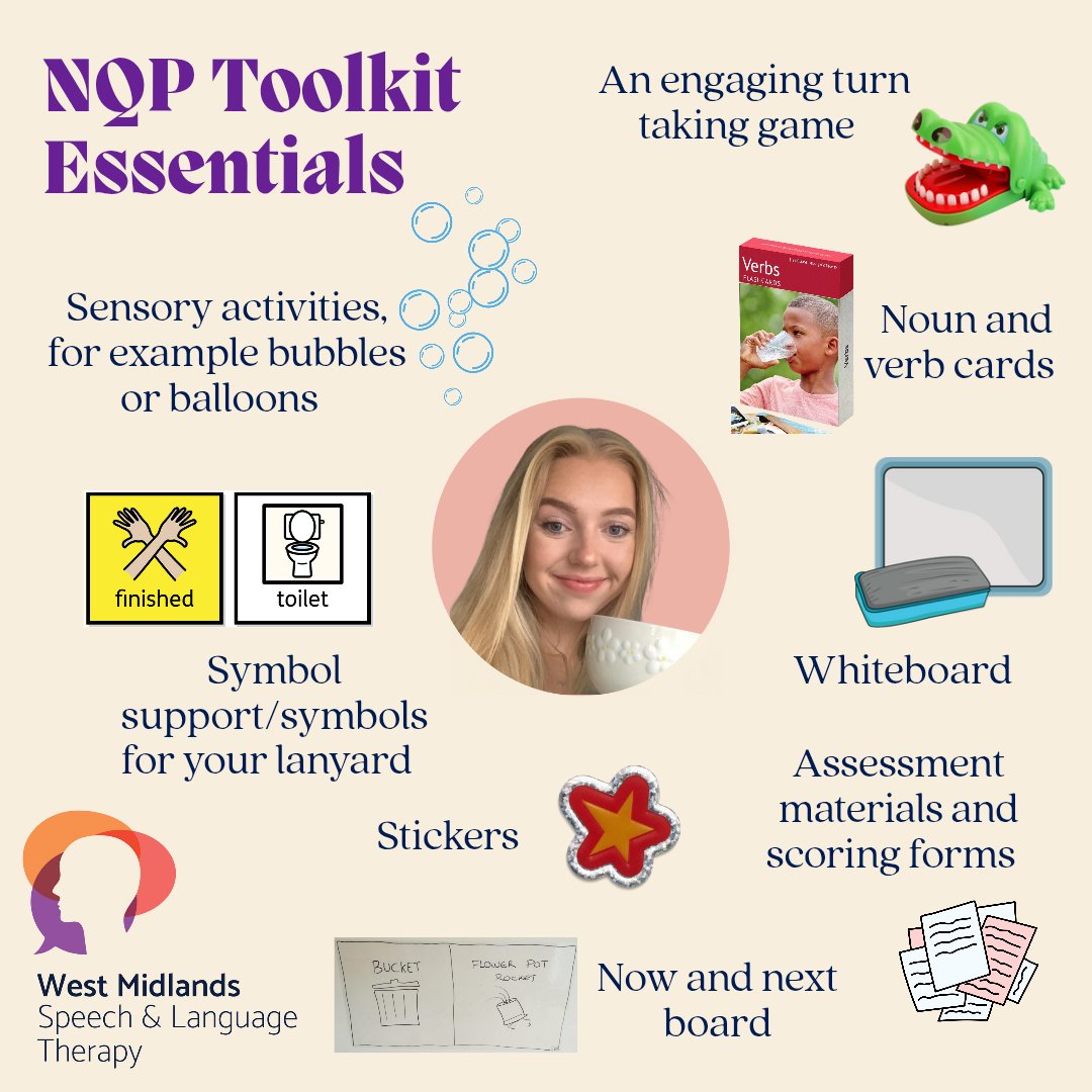 WMISLT2's tweet image. Starting your first SLT job as an #NQP soon? Our NQP buddy Sophia shares her must-have toolkit items for every paeds SLT! ⭐
What would you add? Let us know what’s been essential in your first year. #NQPSLT #slt2be @RCSLT @SLTatBCU