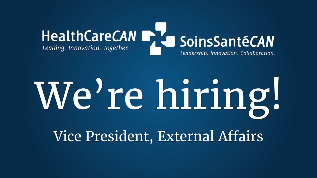 Now hiring a VP of External Affairs! Are you a creative &amp; dynamic leader with a passion for health system improvement and a deep understanding of 🇨🇦’s health &amp; health research landscape and policy issues? Apply Today! healthcarecan.ca/2025/07/09/vic…

#nowhiring #cdnhealth #leadership