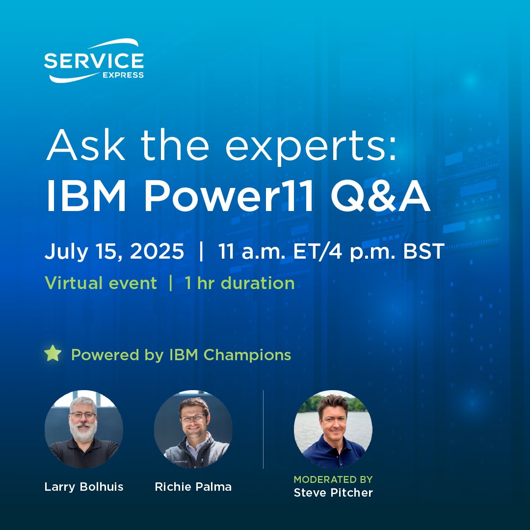 Don’t miss your chance to ask IBM Champions Richie Palma and Larry Bolhuis your IBM Power11 questions live! Join our virtual Q&amp;A for insider insights on the latest IBM Power features, compatibility and upgrade tips. 

See more details and register today: sprou.tt/1FQEXURoLZm