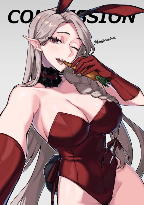 skebのリクエストで描きました! 依頼者さんのOCちゃんです!!やっぱりバニースーツはいいものだ… リクエストありがとうございました～～!!