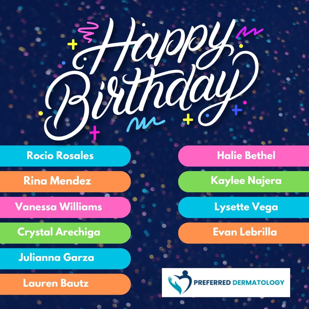 preferred_derm's tweet photo. Happy Birthday to our July-born team members here at Preferred Dermatology! We love working with you and hope you have a very special celebration. #HappyBirthday #JulyBirthdays #PreferredDermatology #CelebrationTime https://t.co/WLyQUHER8s