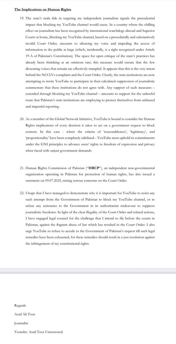 2/2🚨🚨: Last two pages of my response to <a href="/YouTube/">YouTube</a>