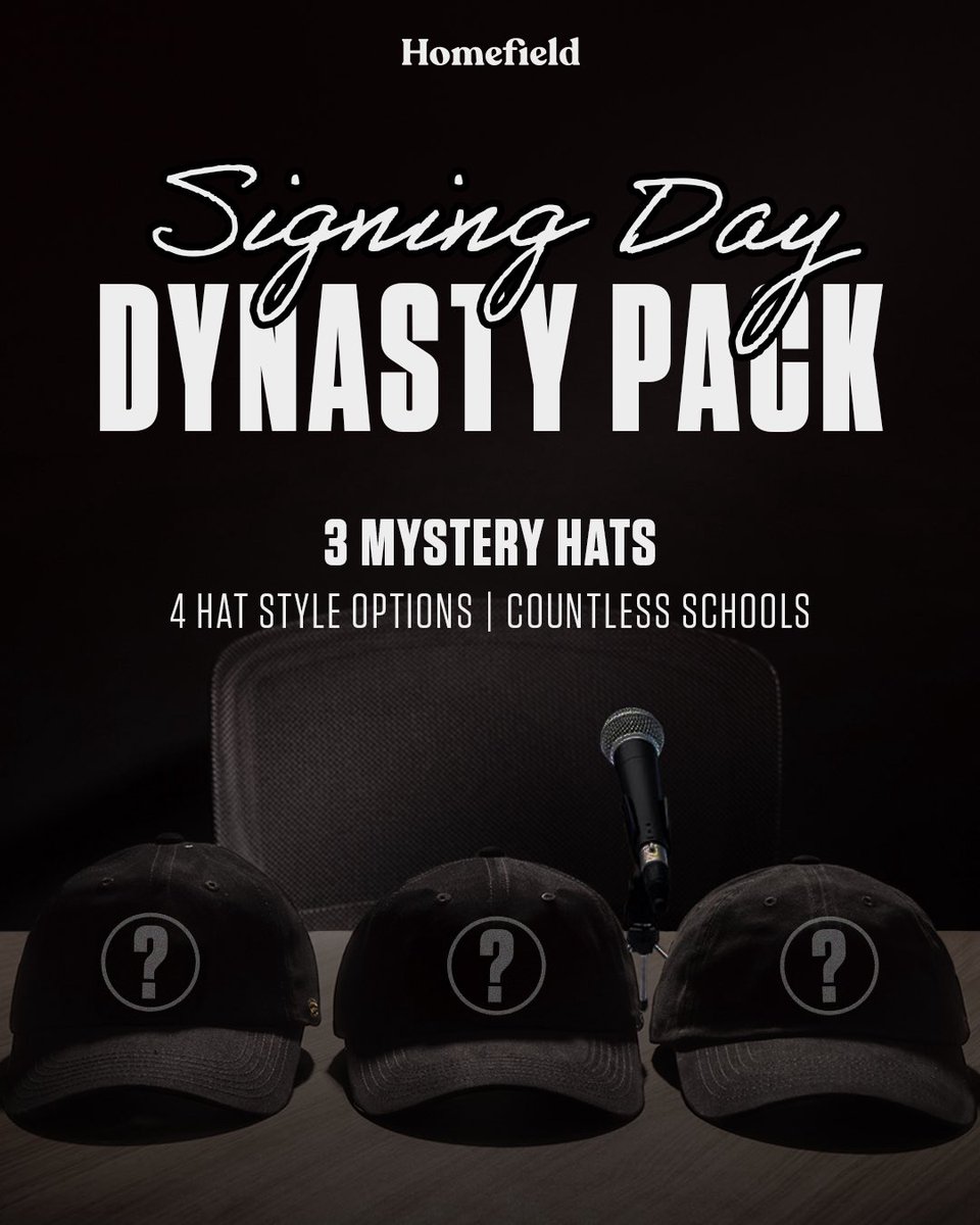 THE HOMEFIELD SIGNING DAY 3 HAT MYSTERY PACK IS HERE 🏈🎮

You buy. We choose three random schools. You go to work.

homefieldapparel.com/collections/my…
