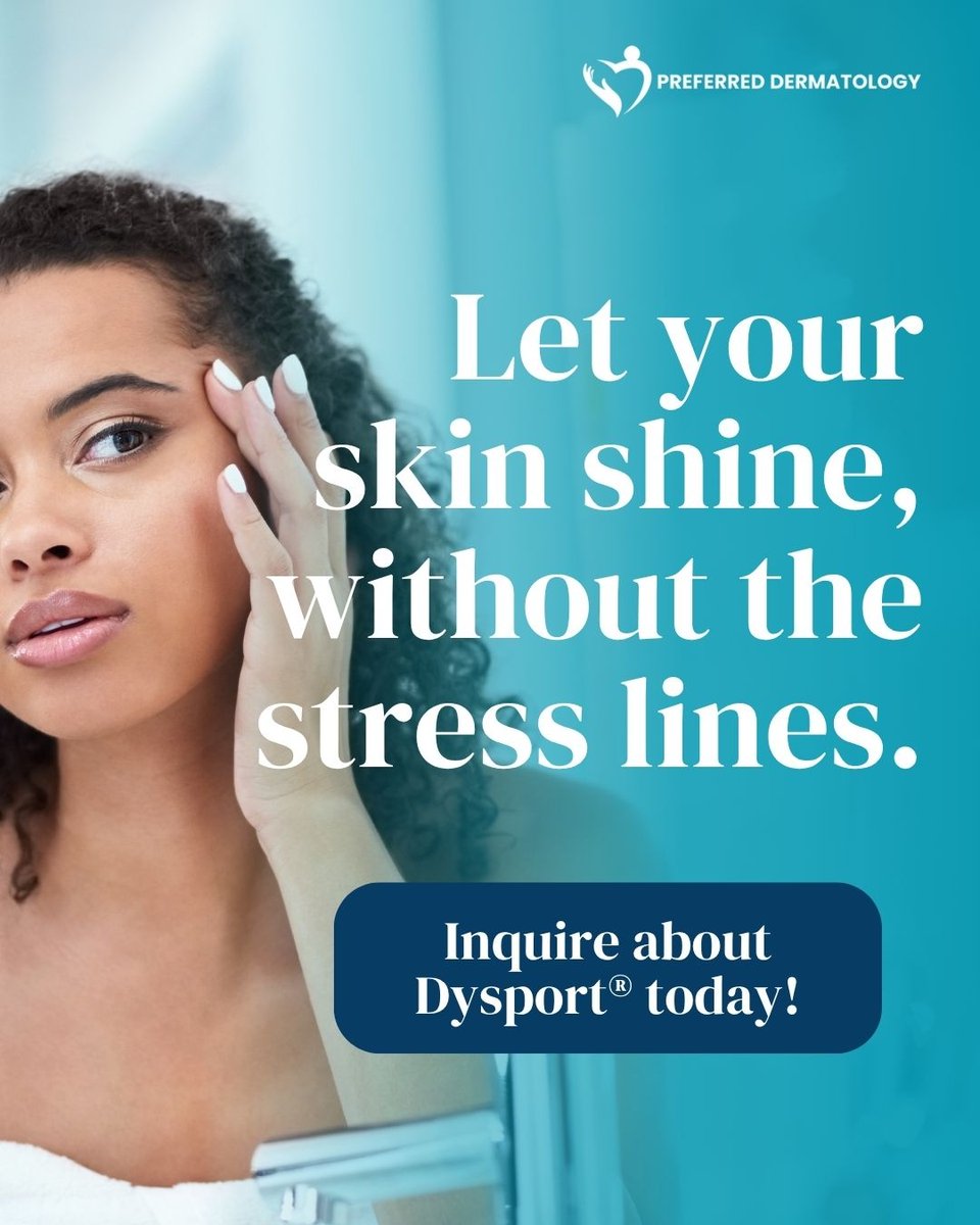 preferred_derm's tweet photo. Planning for weddings, vacations, or just wanting to look &amp; feel refreshed? Dysport® is a fast, effective way to soften fine lines &amp; wrinkles—especially those stubborn frown lines &amp; crow’s feet.  Book your appointment w/ us now! #PreferredDermatology #RejuvedermMDAestheticCenter https://t.co/sdNf7AG6iz