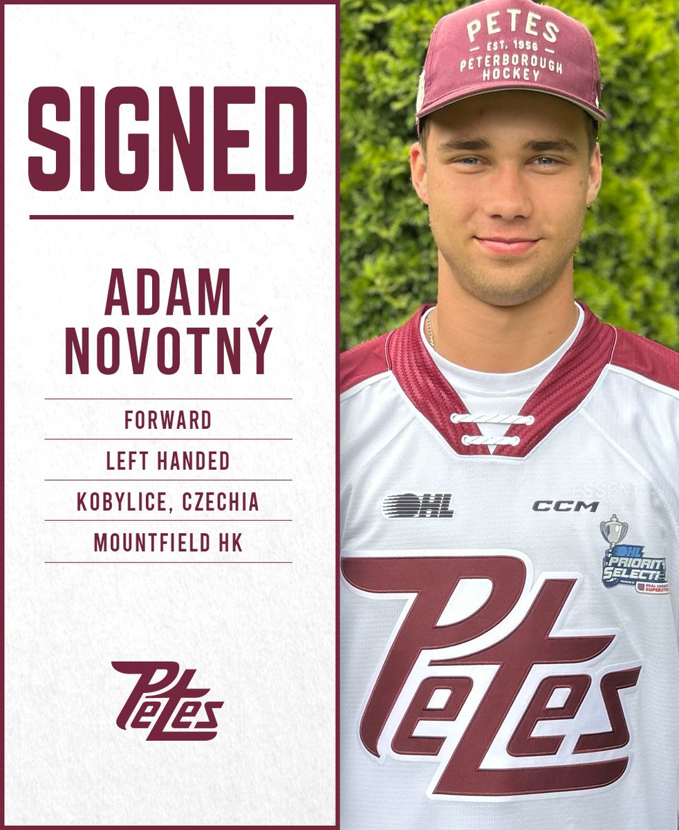 Peterborough Petes (@petesohlhockey) on Twitter photo OFFICIALLY OFFICIAL ✍️🇨🇿
We've signed 2024 first round <a href="/CHLHockey/">Canadian Hockey League</a> import pick Adam Novotný (<a href="/Novass16/">Adam Novotný</a>) to an <a href="/OHLHockey/">Ontario Hockey League</a> Standard Player Agreement 🤝
DETAILS ⬇️
chl.ca/ohl-petes/arti… OFFICIALLY OFFICIAL ✍️🇨🇿
We've signed 2024 first round <a href="/CHLHockey/">Canadian Hockey League</a> import pick Adam Novotný (<a href="/Novass16/">Adam Novotný</a>) to an <a href="/OHLHockey/">Ontario Hockey League</a> Standard Player Agreement 🤝
DETAILS ⬇️
chl.ca/ohl-petes/arti…