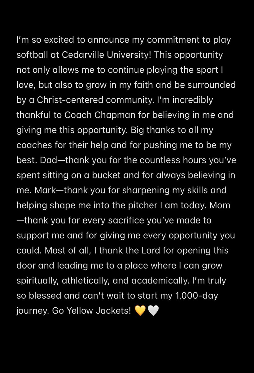 Go Yellow Jackets!!! 💛🤍 <a href="/ohiolasersred08/">Ohio Lasers Red 2026/2027</a> <a href="/CUJacketsSB/">Cedarville Softball</a> <a href="/coachkchapman/">Kelsey Chapman</a>