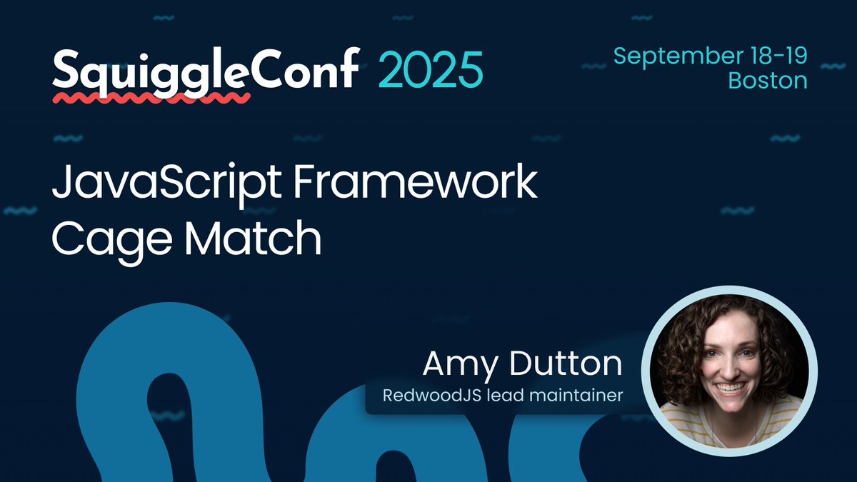SquiggleConf (@squiggleconf) on Twitter photo 🌟 Speaker Spotlight: Amy Dutton
<a href="/selfteachme/">Amy Dutton</a> has seen waves and waves of frontend & fullstack frameworks. Amy's talk, JavaScript Framework Cage Match, will ask which JavaScript framework is “the best”? Well, it depends, of course!
Schedule, sessions, & more: 🌟 Speaker Spotlight: Amy Dutton
<a href="/selfteachme/">Amy Dutton</a> has seen waves and waves of frontend & fullstack frameworks. Amy's talk, JavaScript Framework Cage Match, will ask which JavaScript framework is “the best”? Well, it depends, of course!
Schedule, sessions, & more: