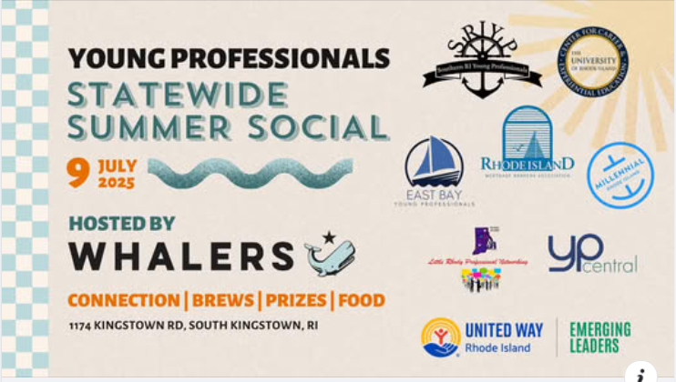 RhodeAssoc's tweet photo. It's Tonight!!! Join RIMBA and other groups at the Southern RI Young Professionals Statewide Summer Social hosted by Whalers Brewing Co. 5:30pm-7:30pm.  Don't miss this opportunity to connect with a large group of folks from all over the State.  $5 to attend/please pre-register. https://t.co/x89TosvsCV