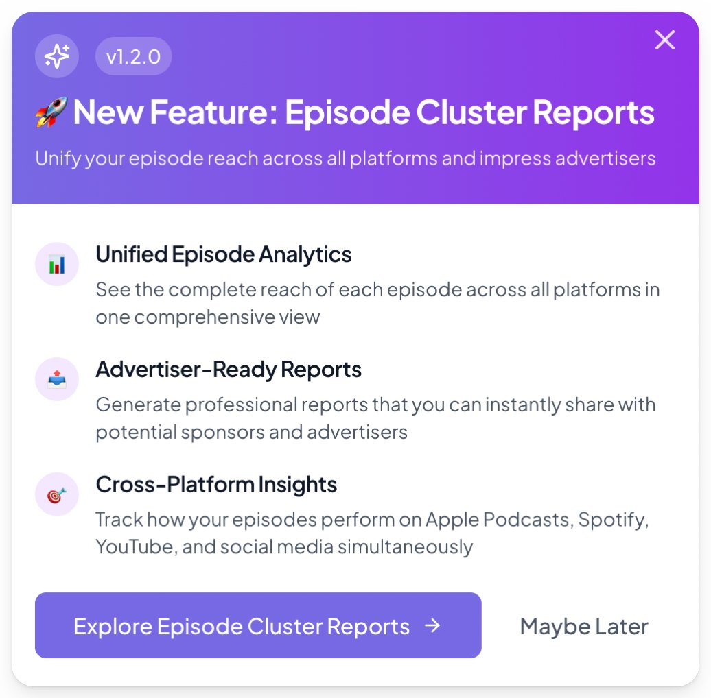Casey Adams (@caseyadams) on Twitter photo I just turned 25 today and we’re excited to announce something new at <a href="/Listener/">Listener.com</a>.
Episode Cluster Reports are now live.
See how your podcast episodes perform across Apple, Spotify, YouTube, X, and social—all in one place. Built for modern podcast networks and production teams. I just turned 25 today and we’re excited to announce something new at <a href="/Listener/">Listener.com</a>.
Episode Cluster Reports are now live.
See how your podcast episodes perform across Apple, Spotify, YouTube, X, and social—all in one place. Built for modern podcast networks and production teams.