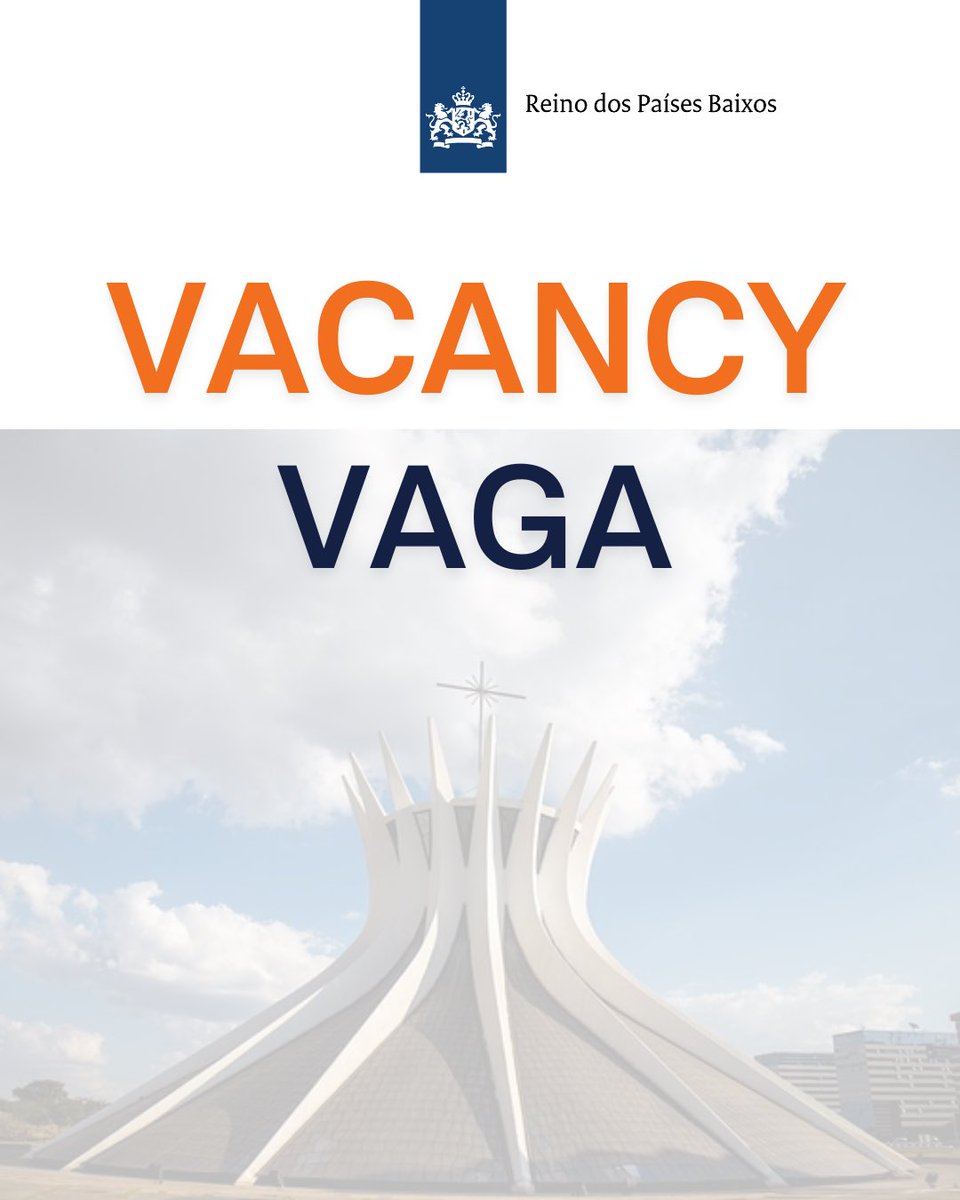 🚨 Vacancy Alert!

The 🇳🇱 Embassy in Brasília is hiring a Temporary General Affairs Officer – Housing &amp; Facilities (min. 6 months, full-time, CLT contract).

📩 Apply by 15 July: BRA-HR@minbuza.nl

🔗 More info: netherlandsandyou.nl/web/brazil/tem…