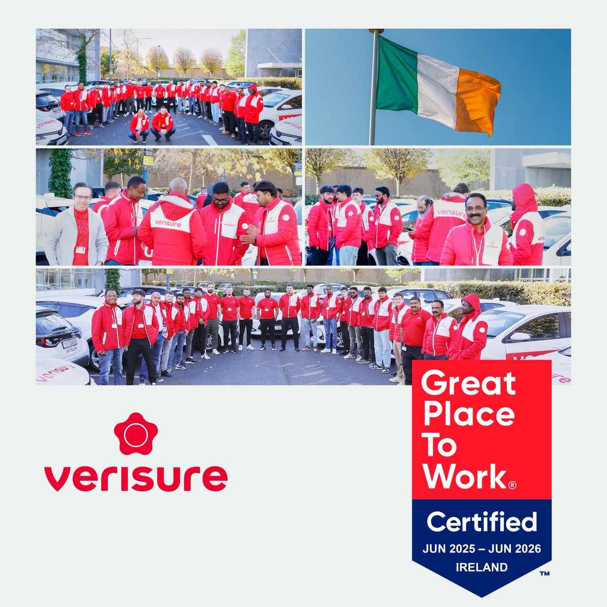 VerisureIreland's tweet photo. We’re proud to share that we’ve been officially certified as a Great Place to Work in Ireland!

This is a reflection of the incredible people behind our purpose - people protecting people - and the positive, supportive culture they help shape every day. A huge thank you! https://t.co/vimJ6KWwYp