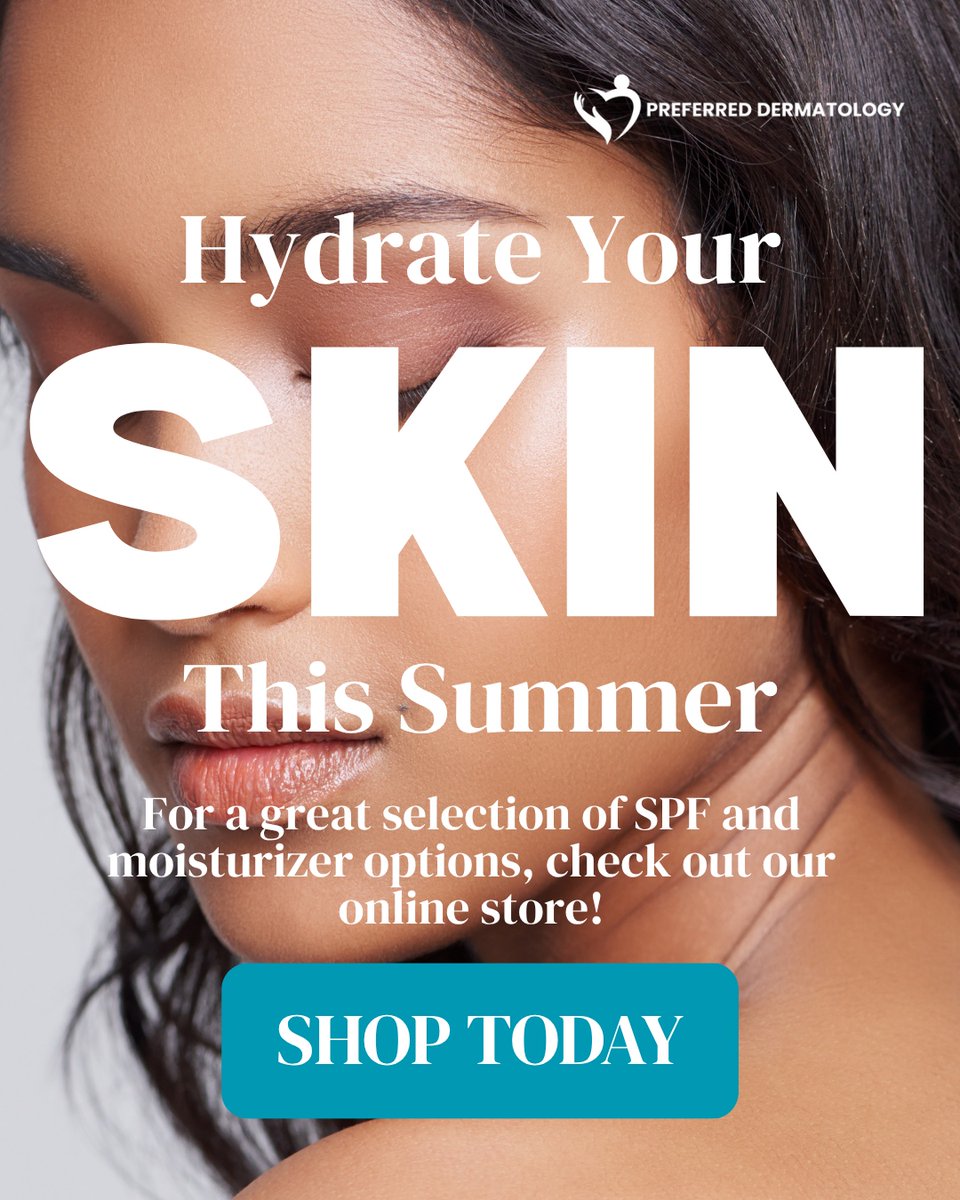 preferred_derm's tweet photo. I don’t mean to get e(lotion)al, but my moisturizer really gets me. 💧🧴  Hydrated skin = happy skin. Keep that glow going strong all summer long with expert care from Preferred Dermatology! Book your appointment today. #MoisturizerMood #HydrationStation #PreferredDermatology https://t.co/6ithUNP5go