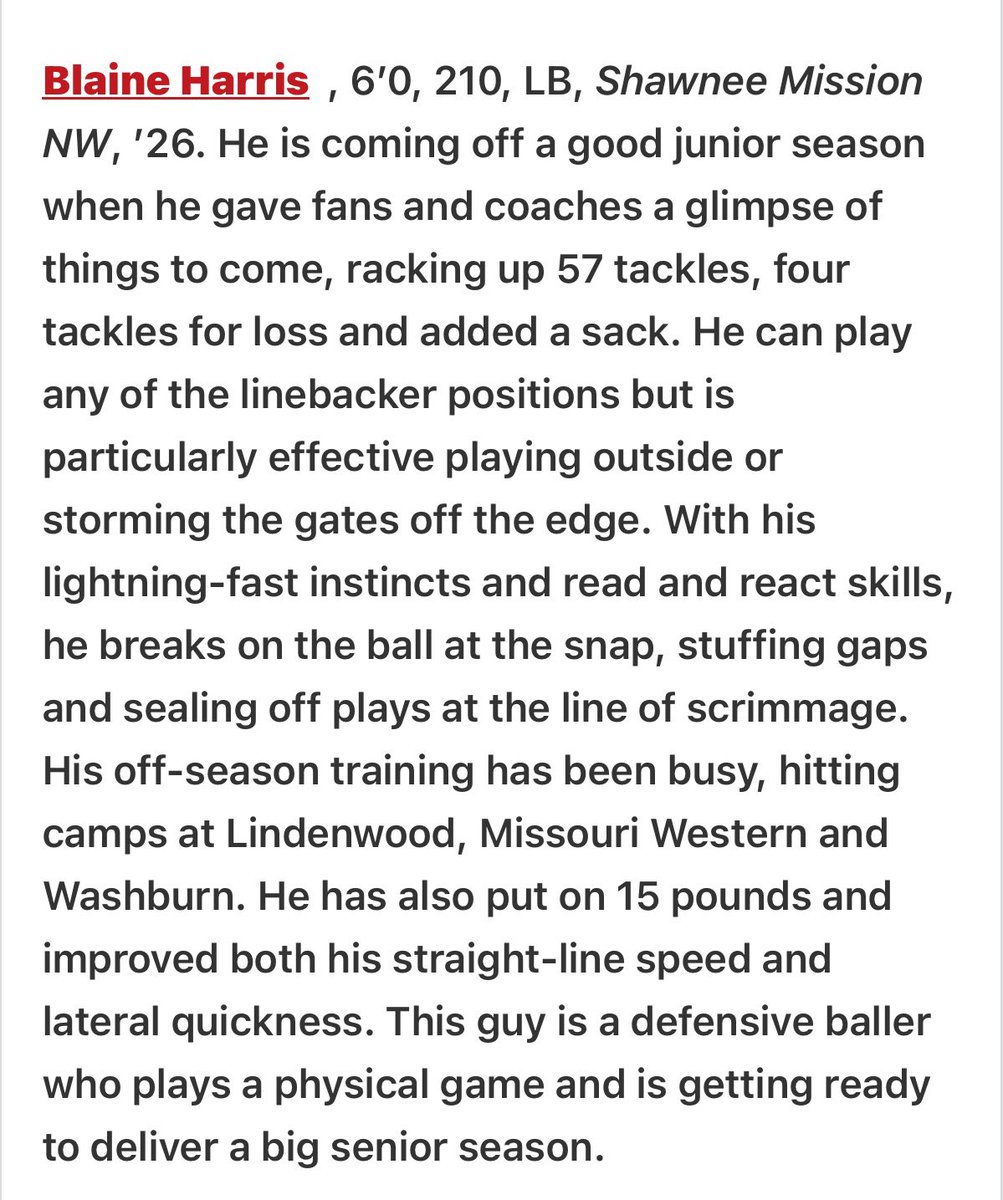 Blaine Harris (@blainevharris) on Twitter photo Thank you for the write up can’t wait for the season!!
<a href="/cargile_wade/">CoolDaddyO</a>
<a href="/coachwebbb/">Coach Kurt Webster</a>
<a href="/CoachCookNW/">Sedrick</a>
<a href="/SMNWFootballBC/">SMNW Football Booster Club</a> Thank you for the write up can’t wait for the season!!
<a href="/cargile_wade/">CoolDaddyO</a>
<a href="/coachwebbb/">Coach Kurt Webster</a>
<a href="/CoachCookNW/">Sedrick</a>
<a href="/SMNWFootballBC/">SMNW Football Booster Club</a>