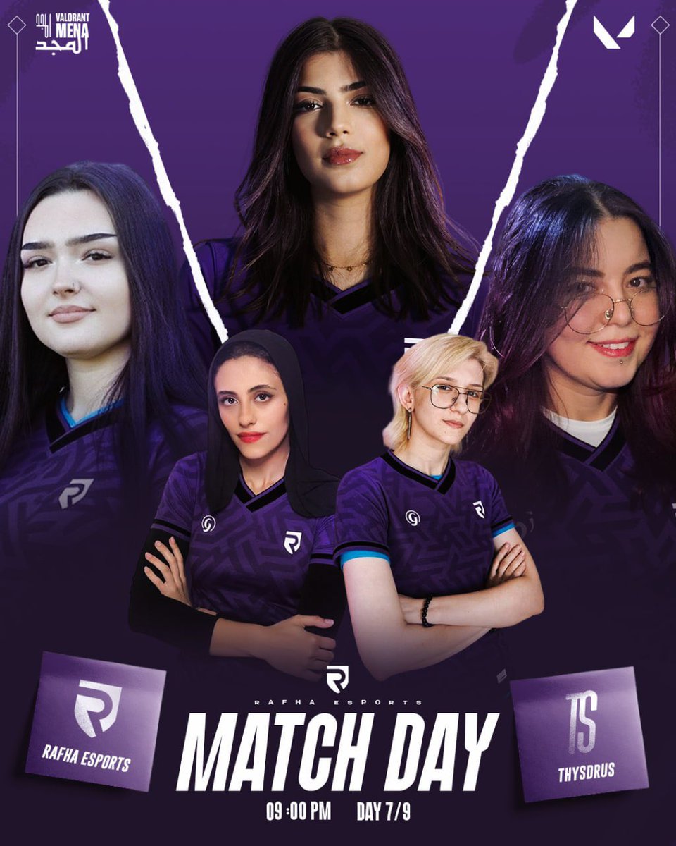 RAFHA eSPORTS (@rafhaclub) on Twitter photo مباراة الحسم اليوم 🔥
فريقنا يخوض مواجهة نارية في بطولة المجد 🏆
الانتصار اليوم يعني التأهل إلى النهائي!
كونوا على الموعد وادعموا بطلات رفحاء 👊
#valorant_female
#نادي_رفحاء #بطولة_المجد
9:00 🕘 PM 🇸🇦
<a href="/valesports_ar/">VALORANT Esports Arabia</a> مباراة الحسم اليوم 🔥
فريقنا يخوض مواجهة نارية في بطولة المجد 🏆
الانتصار اليوم يعني التأهل إلى النهائي!
كونوا على الموعد وادعموا بطلات رفحاء 👊
#valorant_female
#نادي_رفحاء #بطولة_المجد
9:00 🕘 PM 🇸🇦
<a href="/valesports_ar/">VALORANT Esports Arabia</a>