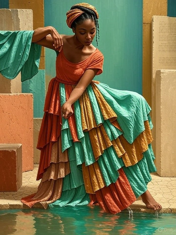fjamil143's tweet photo. She stood wrapped in stories, stitched in fabric and silence—an artwork of presence, not just beauty."
#VisualPoetry #AfroArt #MixedMediaMagic #DigitalPainting #TimelessElegance #Grok3 #WomenInArt #AIart #AIArtistCommunity #aiartcollectors #AIartists #aiartgallery https://t.co/aBuuQbRec3