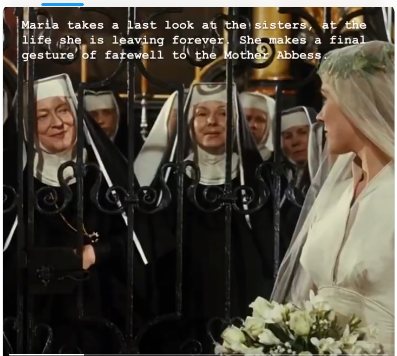 ianai310757's tweet photo. el valor de un encuadre (1/2): María deja la virtud
en la forma de un convento de monjas tras las rejas.
la pureza del blanco del vestido y su propio perfil
contrastan con la oscuridad de la reja y el hábito.
#soundsofmusic #lanoviciarebelde #julieandrews https://t.co/nNwCoACZsM