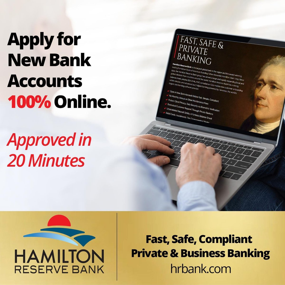 Open a new bank account at Hamilton Reserve Bank online and in total privacy. Fast, Safe, Compliant. Minimums: Personal: $50,000. Business: $100,000. Learn more about the largest global bank in the region: hrbank.com/apply-for-bank…