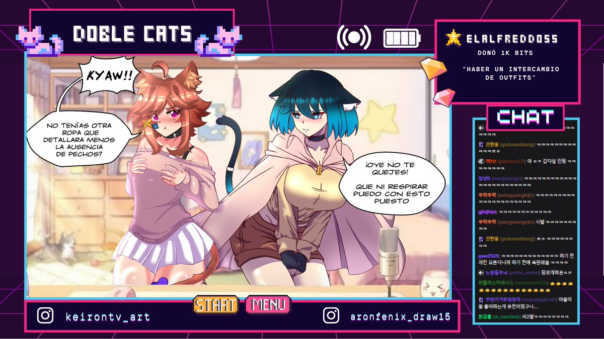 I had forgotten to post it, a small collaboration I did with <a href="/AronFenix/">Aron Fénix</a>  in a clothes exchange with our OCs :p

#neko #colaboracion #anime #cute #twitchstreamer