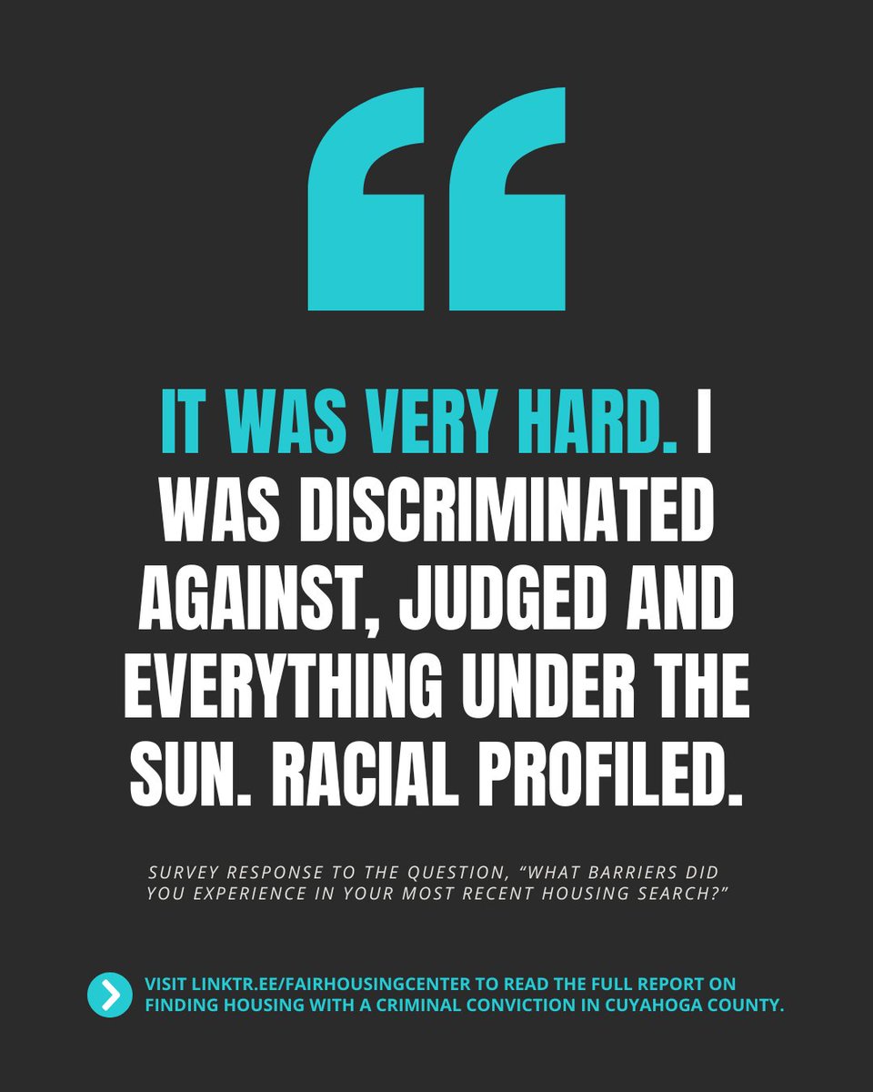 housingcenter's tweet image. As part of a recent study, we asked residents with criminal convictions, "What barriers did you experience in your most recent housing search?"
Read the full report on experiences of finding housing with a criminal conviction in Cuyahoga County: tinyurl.com/36apvxdu