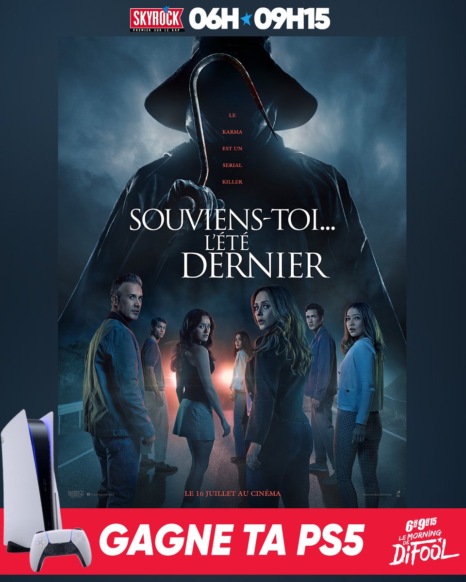 Skyrock FM (@skyrockfm) on Twitter photo Cette semaine, gagne une PS5 chaque jour dans le <a href="/MorningDeDifool/">Le Morning de Difool</a> avec le film SOUVIENS-TOI… L’ÉTÉ DERNIER 📷
*Collaboration commerciale* Cette semaine, gagne une PS5 chaque jour dans le <a href="/MorningDeDifool/">Le Morning de Difool</a> avec le film SOUVIENS-TOI… L’ÉTÉ DERNIER 📷
*Collaboration commerciale*