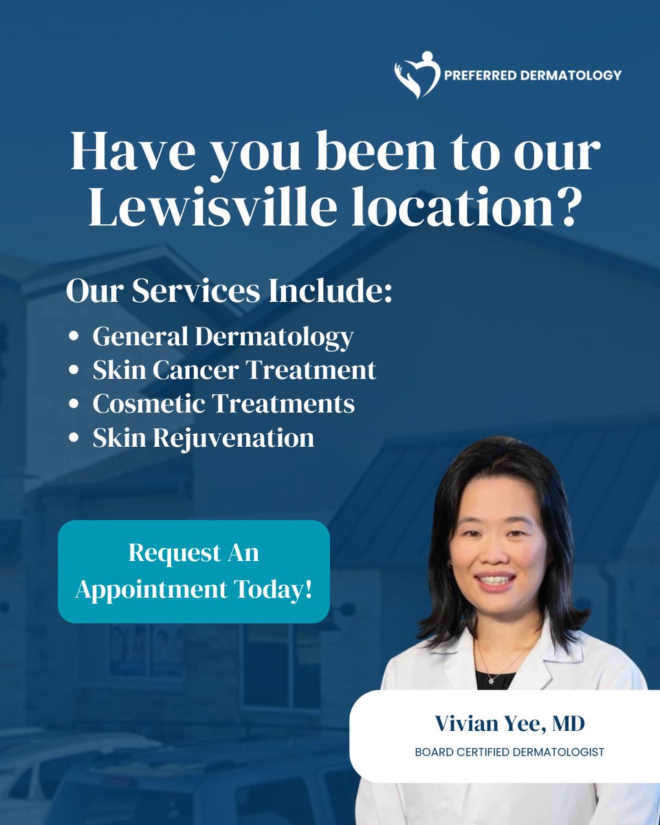 preferred_derm's tweet photo. Our Preferred Dermatology Lewisville location is conveniently situated across from Lewisville Grand Theater on West Main Street.  We have dedicated professionals on site ready to serve all our patients’ needs, including board-certified dermatologist Dr. Vivian Yee. https://t.co/Mu4KlsAnko