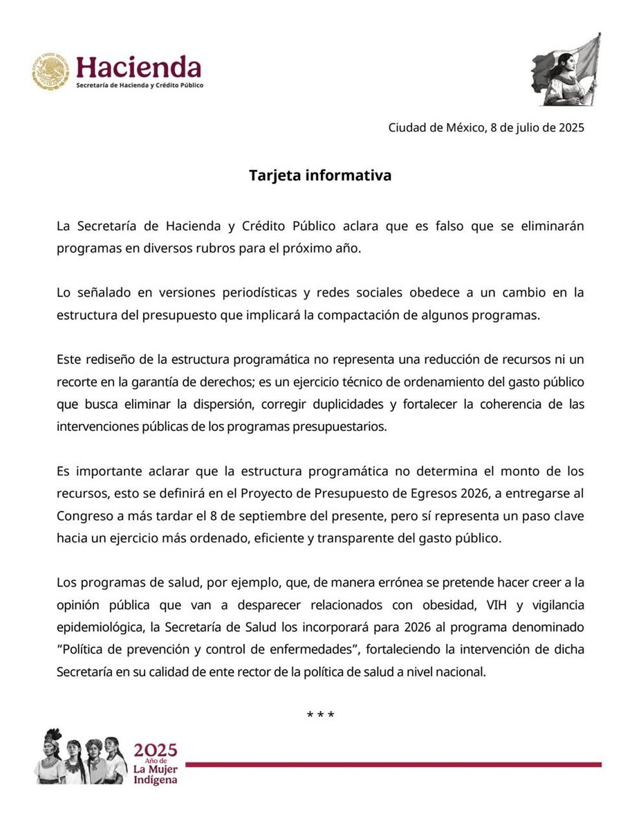 ectorjaime's tweet photo. ¡Claro que habrá afectaciones con la cancelación de los programas de Obesidad, VIH y otros!

Creando un único programa no se "corrigen duplicidades" como dice la SHCP

¡Se ignoran las particularidades de cada paciente y sus necesidades específicas de tratamiento!👇

¡La austeridad mata la salud!

El gobierno concentrará la atención de todas las enfermedades, ya sean crónicas, transmisibles, no transmisibles, de transmisión sexual o para cualquier población. Así, esta estrategia unificada busca generar ahorros, pero ignora las particularidades de cada paciente y sus necesidades específicas de tratamiento.

 Con la creación de este “super programa”, Política de prevención y control de enfermedades, el gobierno debe aclarar si se eliminarán áreas administrativas, se cancelarán o fusionarán proyectos, o se despedirá a trabajadores por supuesta “duplicidad” de funciones. En la práctica, esto podría traducirse en una pérdida significativa de capacidades para la Secretaría de Salud.

El programa de Prevención y Control de Sobrepeso, Obesidad y Diabetes se integrará al programa general "Política de Prevención y Control de Enfermedades", lo que reduce la atención específica a uno de los problemas de salud más graves en México, que cada vez cobra más vidas debido a la obesidad, la hipertensión, la diabetes y las enfermedades cardiovasculares. Por ejemplo, los pacientes de Diabetes Tipo 1 llevan años buscando que se reconozcan sus necesidades específicas de tratamientos, que son muy diferentes a la Diabetes Tipo 2. Con este programa, los meten a todos a una misma estrategia que ignora sus condiciones especiales, lo que reducirá la calidad de sus tratamientos.

El programa de Vigilancia Epidemiológica se integrará al nuevo programa Política de Prevención y Control de Enfermedades, lo que diluye su propósito esencial de monitorear, prevenir y controlar enfermedades potencialmente mortales que afectan al país, como sarampión, dengue y tosferina. Este programa es vital para analizar datos, generar reportes epidemiológicos y diseñar estrategias de prevención y control, incluyendo alertas sanitarias e intervenciones específicas. En esencia, representa una barrera clave contra amenazas a la salud pública, como la COVID-19. Y ahora, se mete a una bolsa general que no distingue entre atención a enfermedades (prestación de servicios) y vigilancia epidemiológica (investigación y análisis de información relacionada con la salud pública).  

E incluso, se elimina el programa de Prevención y Atención de VIH/SIDA y otras ITS para integrarlo al nuevo “súper programa” de Política de Prevención y Control de Enfermedades, lo que significa que el modelo de atención que consolida Morena ya no está en los pacientes, sino  la búsqueda de ahorros presupuestales.