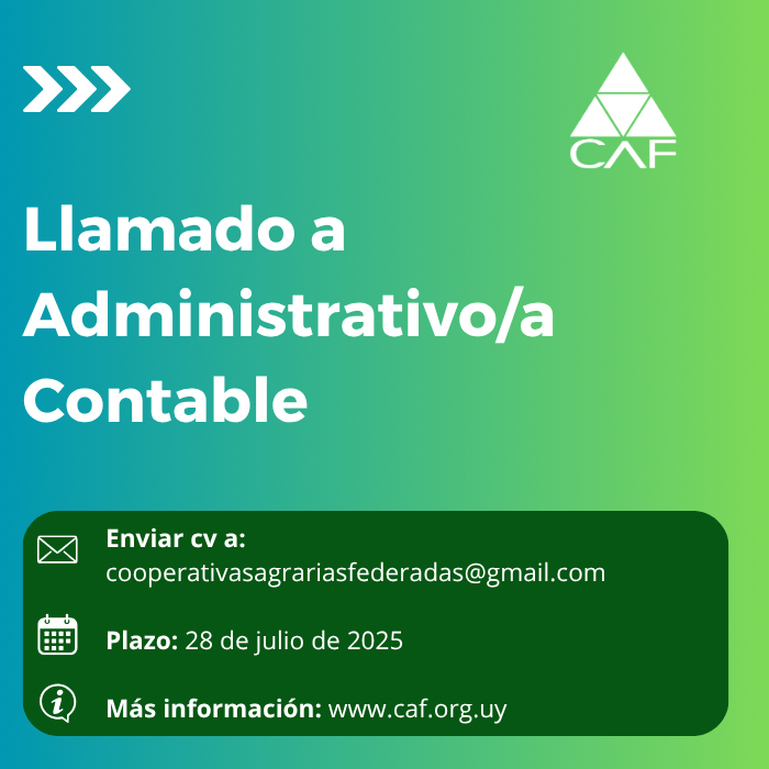 📢LLAMADO | Si estás buscando nuevos desafíos laborales ¡en CAF tenés un lugar! 

 Buscamos Administrativo/a Contable
📆Hay tiempo de postular hasta el 28/7

👉¡Conocé los requisitos y postulá! acortar.link/1PHJxX