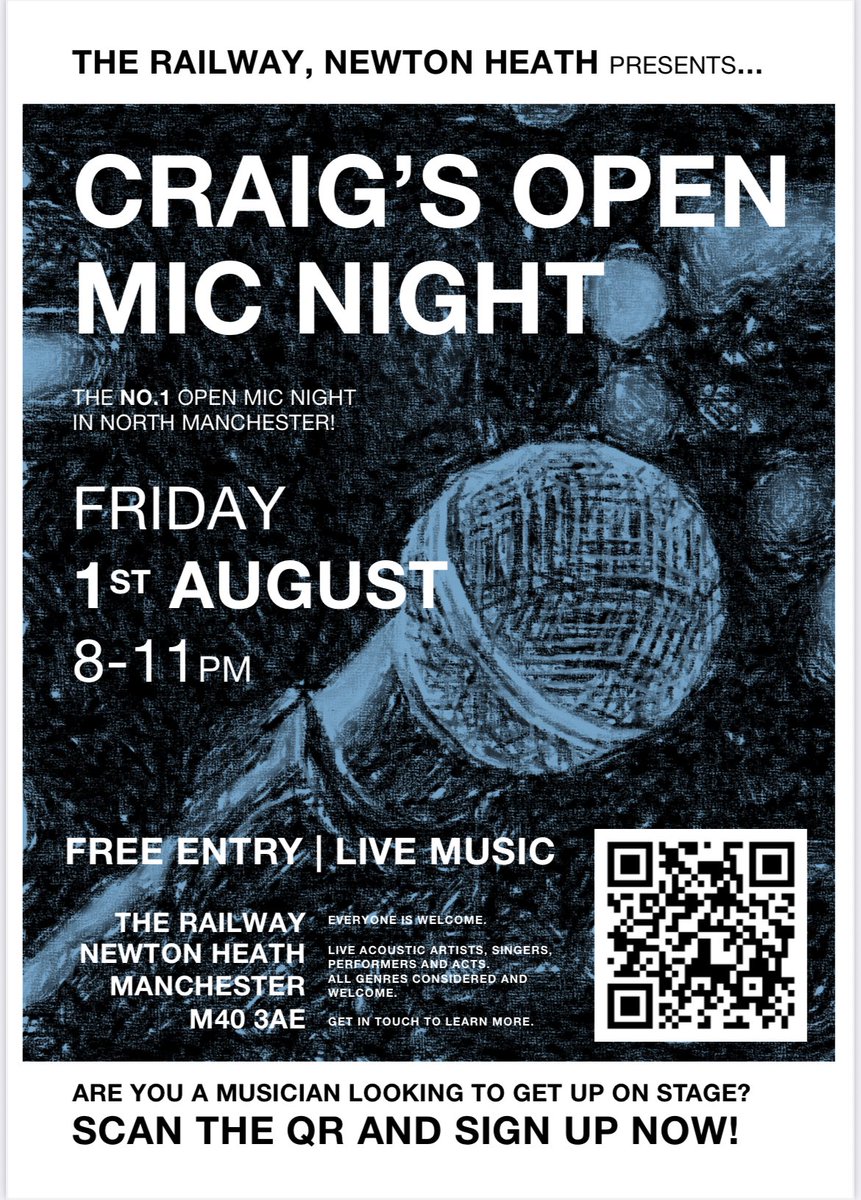 ProperGoodNight's tweet photo. We’re back for Craig’s Open Mic Night at the Railway in Newton Heath! 

🗓️ Friday 1st August from 8pm
📍 The Railway, M40 3AE

We’re looking for performers so get in touch if you fancy playing to our crowd! 

#livemusic #acoustic #acts #singers #duo #manchester #openmicnight https://t.co/EzA43xCdV0