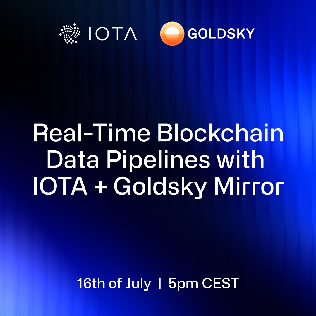 iota's tweet photo. Dev alert! 👨‍💻👩‍💻
Join the IOTA + @goldskyio workshop to learn how to stream and sync on-chain data in real time using Mirror. Build data pipelines that actually scale.
📅 July 16, 5pm CEST
🔗 https://t.co/fujP5osK0n
Don’t miss out! https://t.co/DSE2DIuGuj