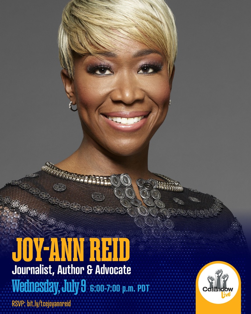 Join us in TONIGHT for a special #CalEndowLive with Joy-Ann Reid! Tune in as she speaks about her work as a commentator and author, and reflects on the condition of our journalistic and government institutions.

📆 July 9, 2025
⏰ 6-7pm PST
📝 Register at bit.ly/tcejoyannreid
