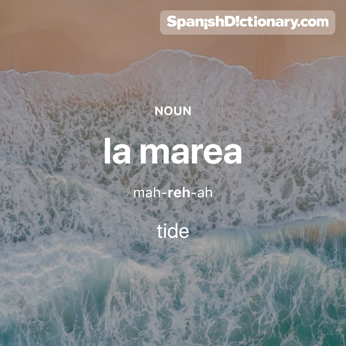 Today's #WordOfTheDay is "marea." 🌊 For example: Voy a ir a la playa cuando baje la marea.  - I'm going to the beach when the tide goes out.
#EstudiaEspañol #StudySpanish #AprendeEspañol #LearnSpanish #Español #Spanish #LearningSpanish #PalabraDelDia